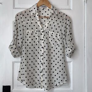 EXPRESS PORTOFINO POLKA DOT BUTTON UP SHIRT